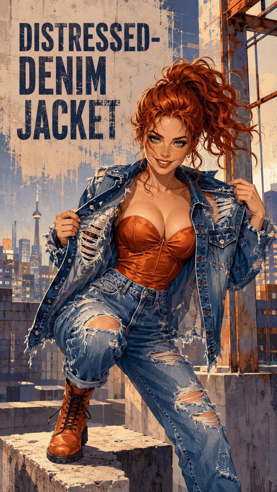 Distressed-Denim Jacket example