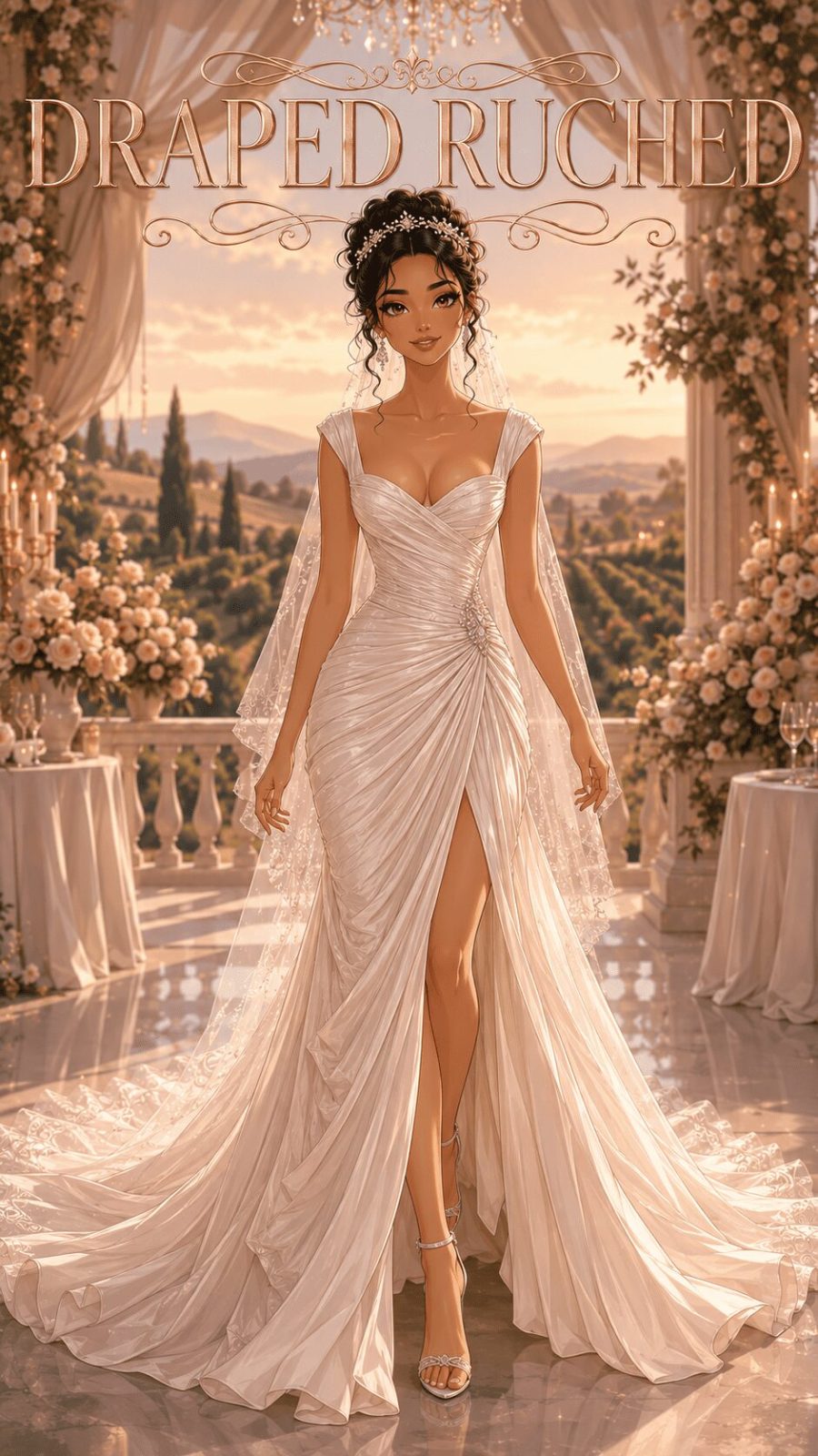 Draped Ruched Wedding Dress Example