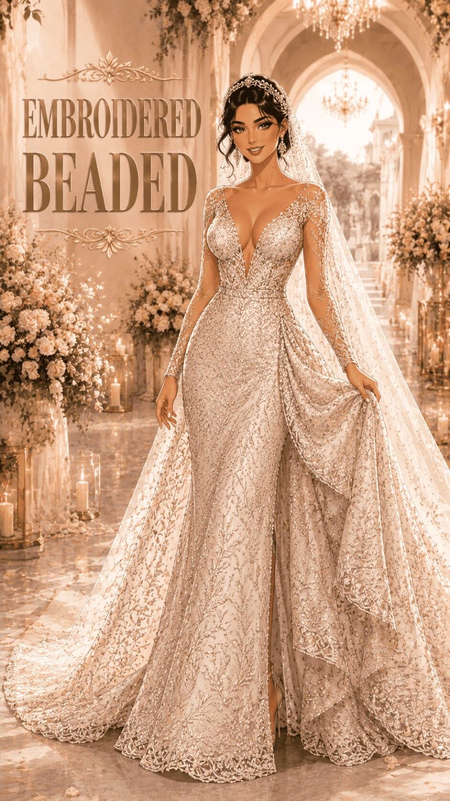 Beaded Crystal Wedding Dress Example