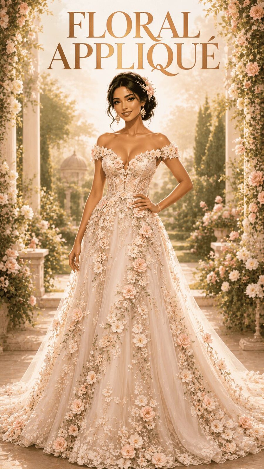 Floral Applique Wedding Dress Example