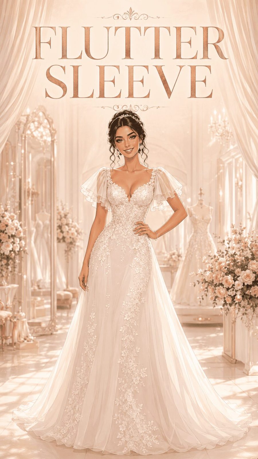 Flutter Sleeve Wedding Dress