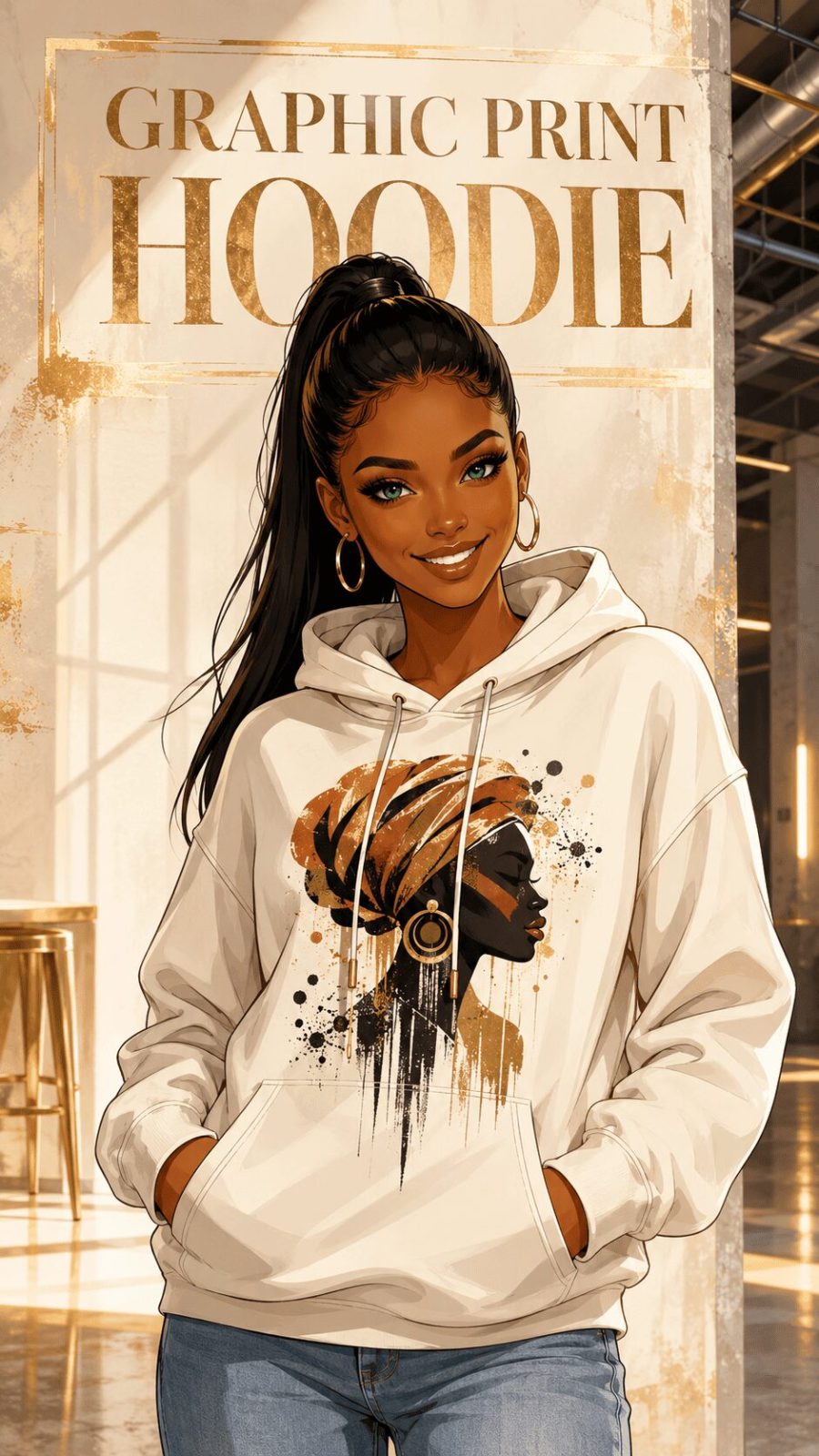 Graphic Print Hoodie Example