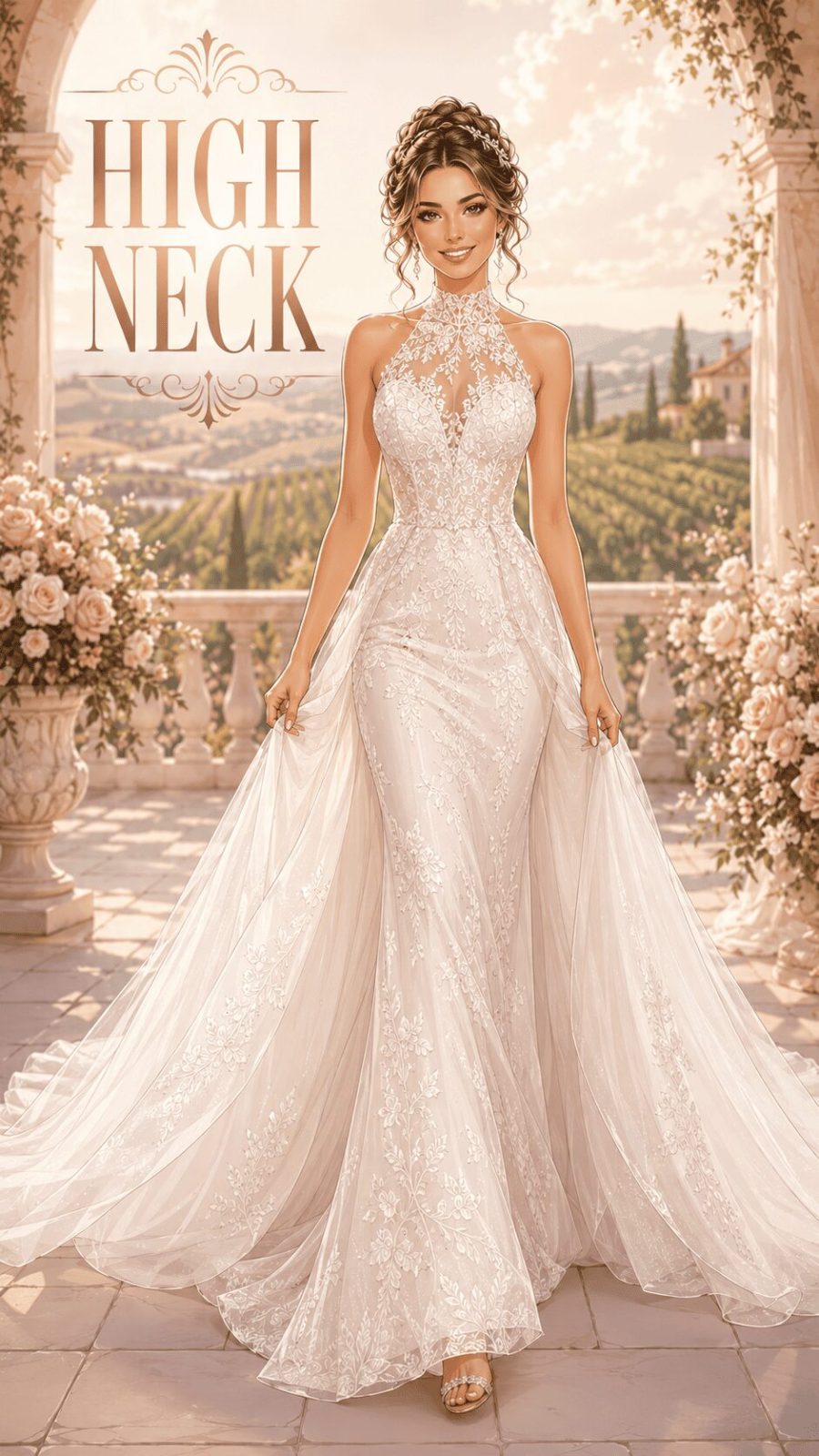 High Neck Wedding Dress