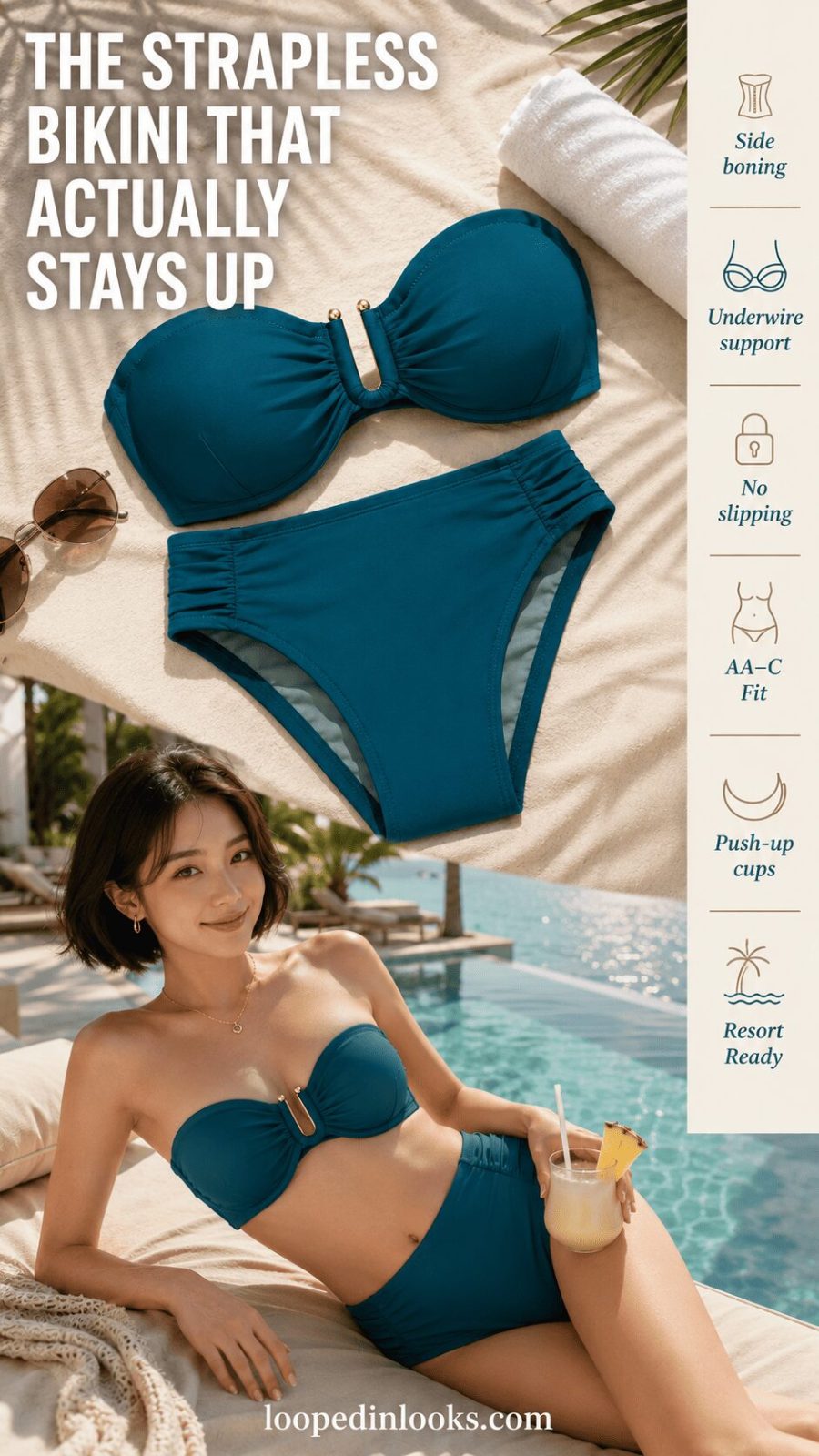 Hilor Underwire A-C Cup Strapless Retro Push-Up Tube Top