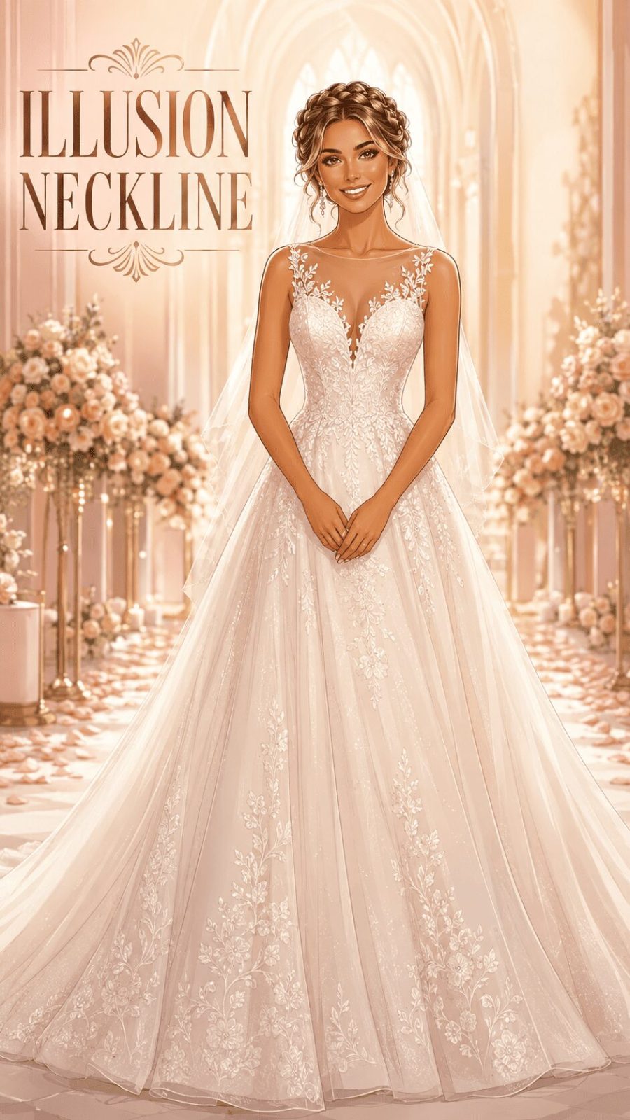 Illusion Neckline Wedding Dress