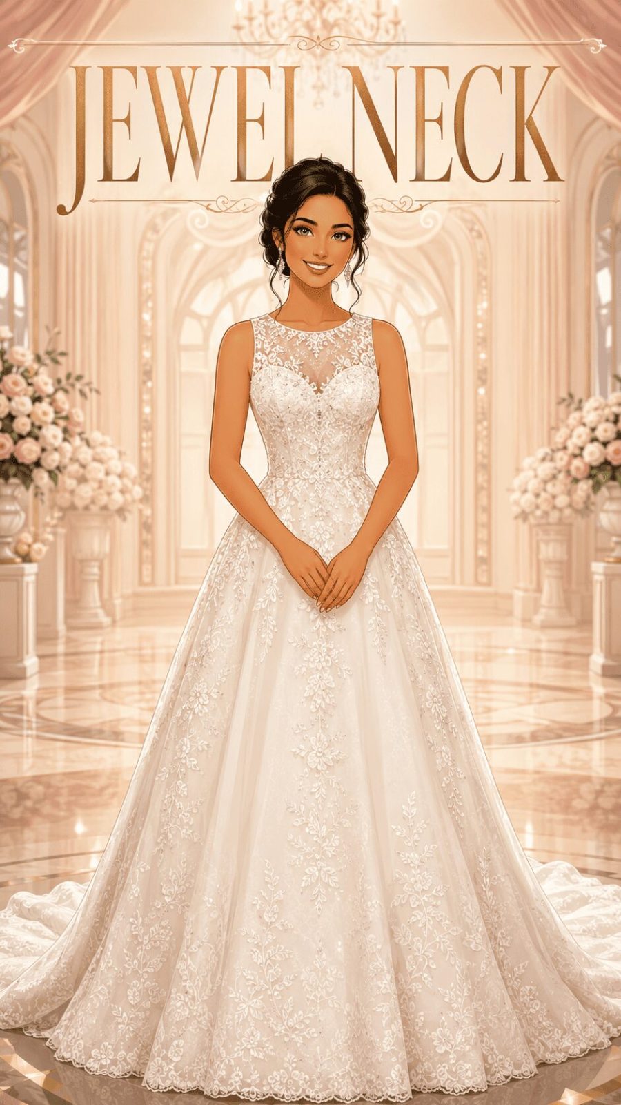 Jewel Neck Wedding Dress