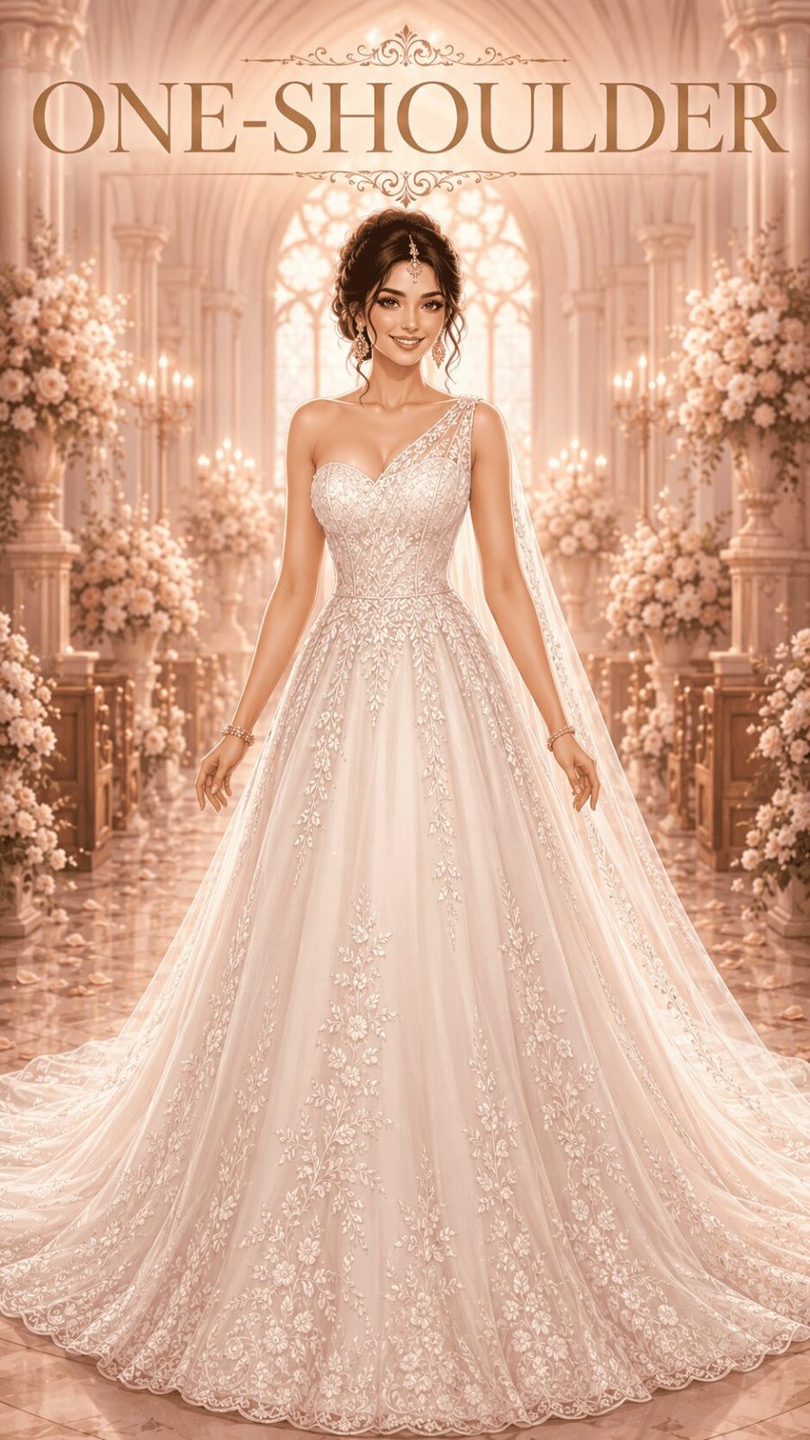 One-Shoulder Wedding Dress