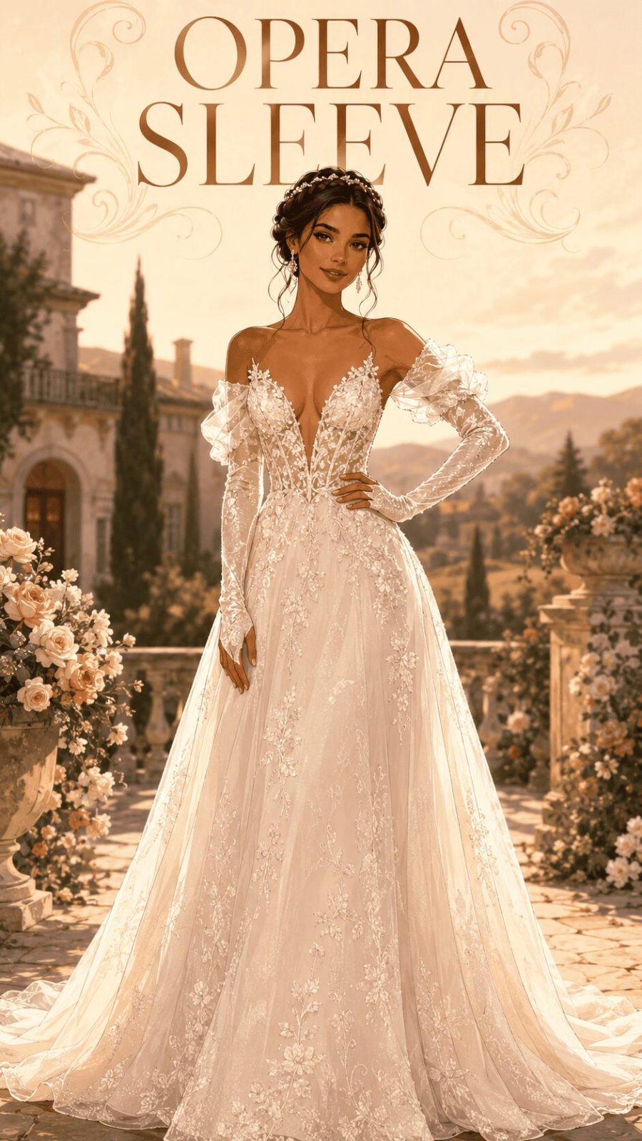 Glove Opera Sleeve Wedding Dress