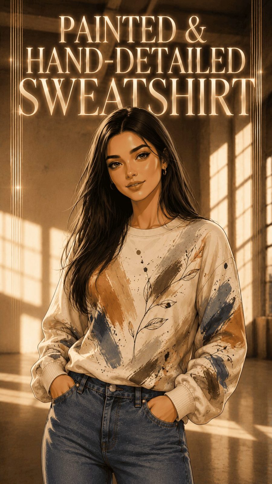 Painted Hand Detailed Sweatshirt Example