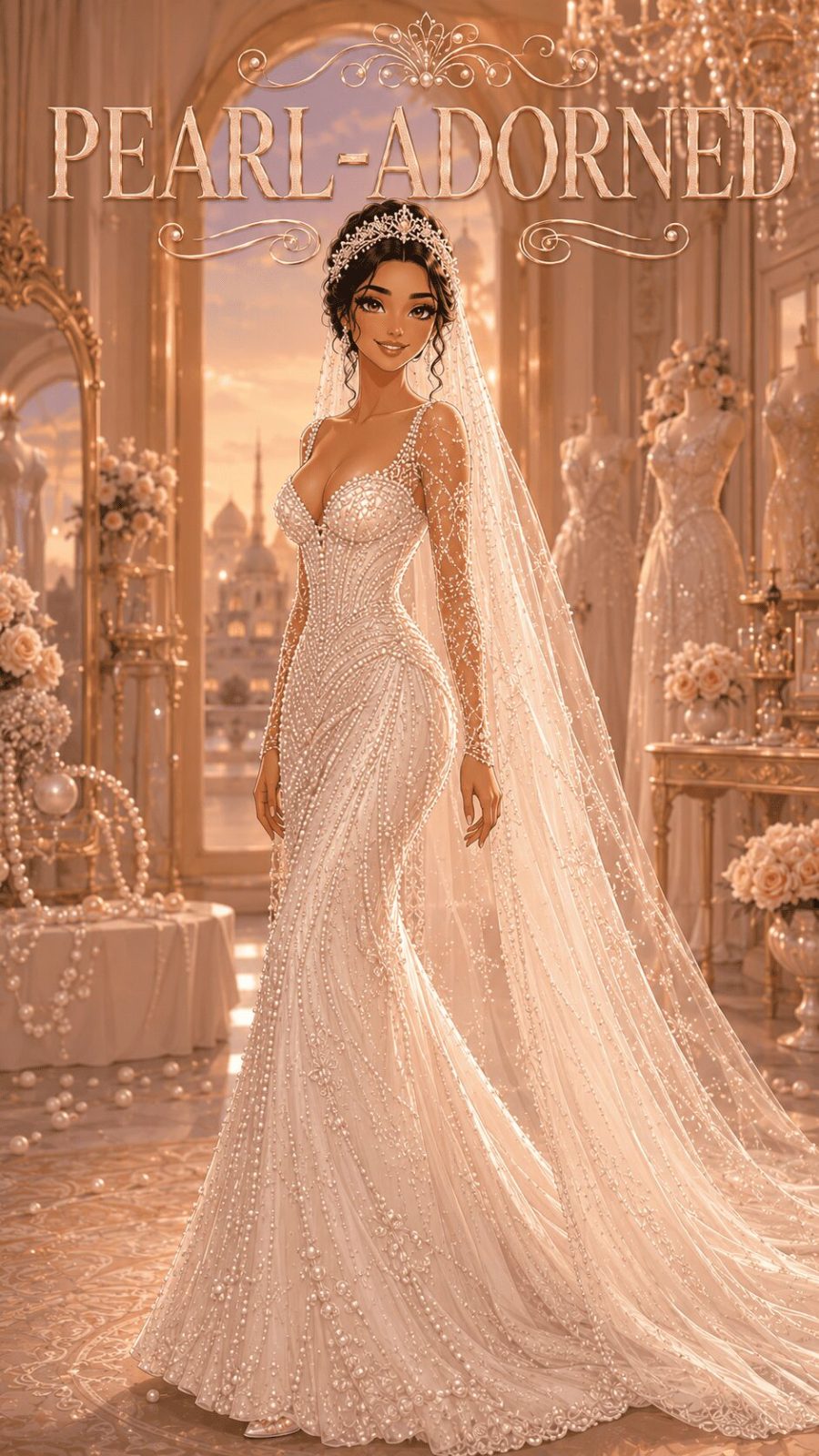 Pearl Adorned Wedding Dress Example