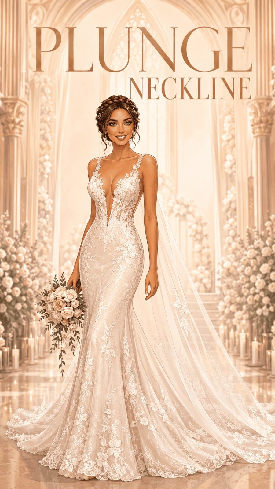 Plunge Neckline Wedding Dress