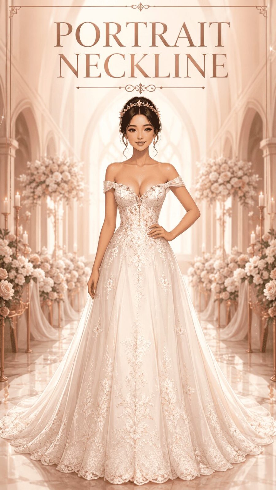 Portrait Neckline Wedding Dress