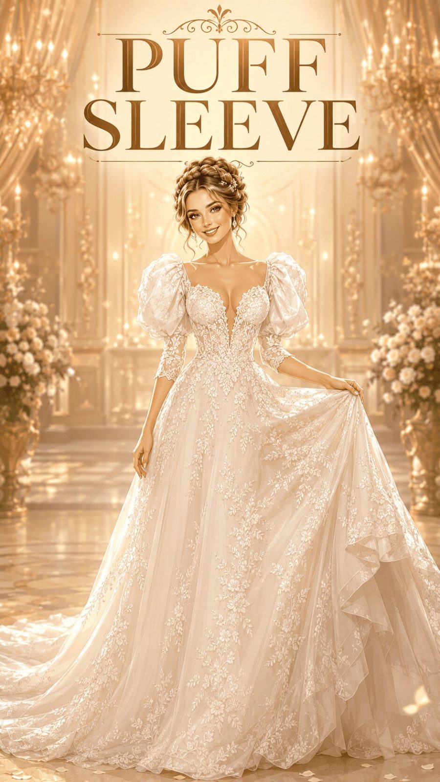 Puff Sleeve Wedding Dress