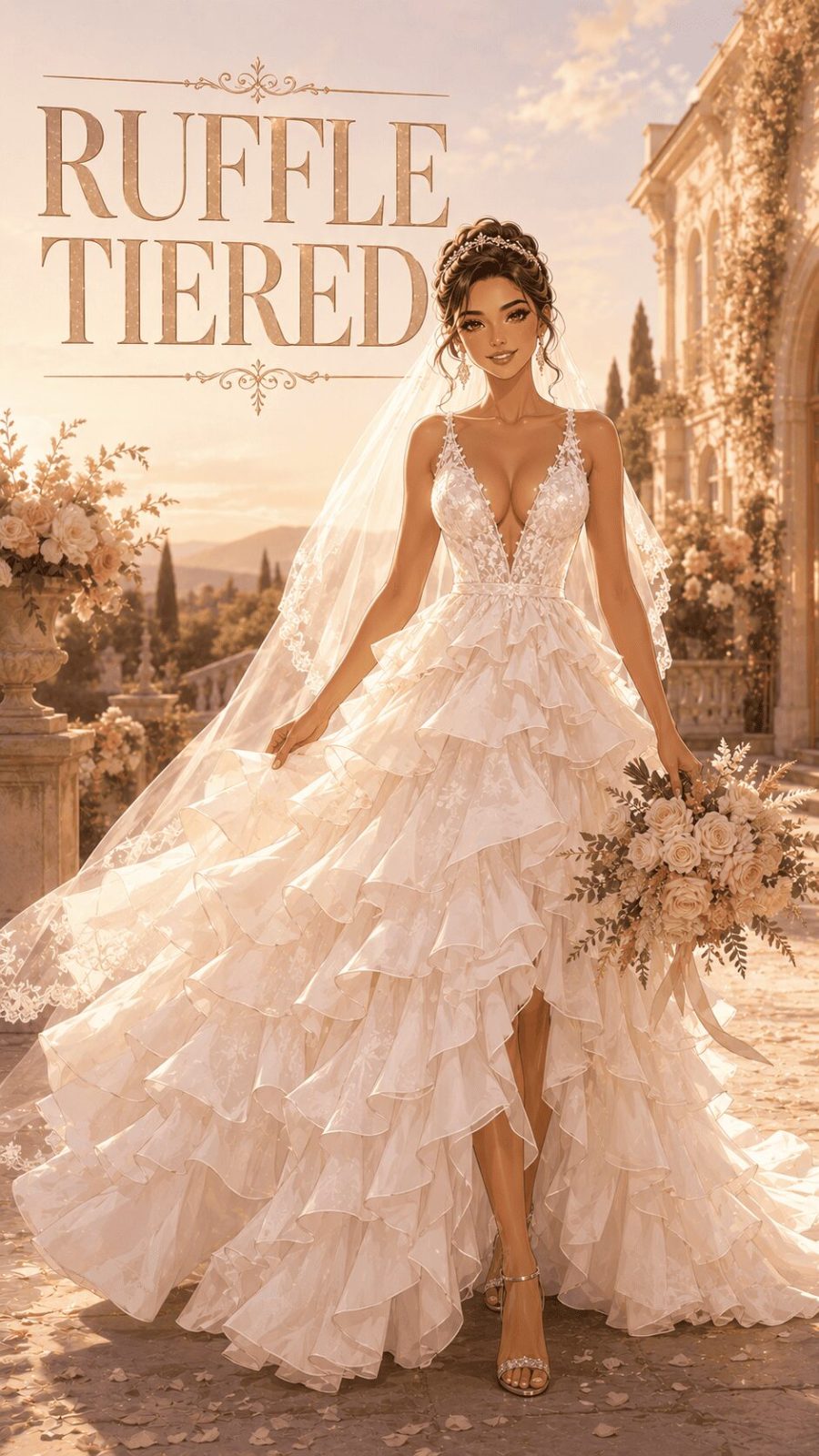 Ruffle Tiered Wedding Dress Example