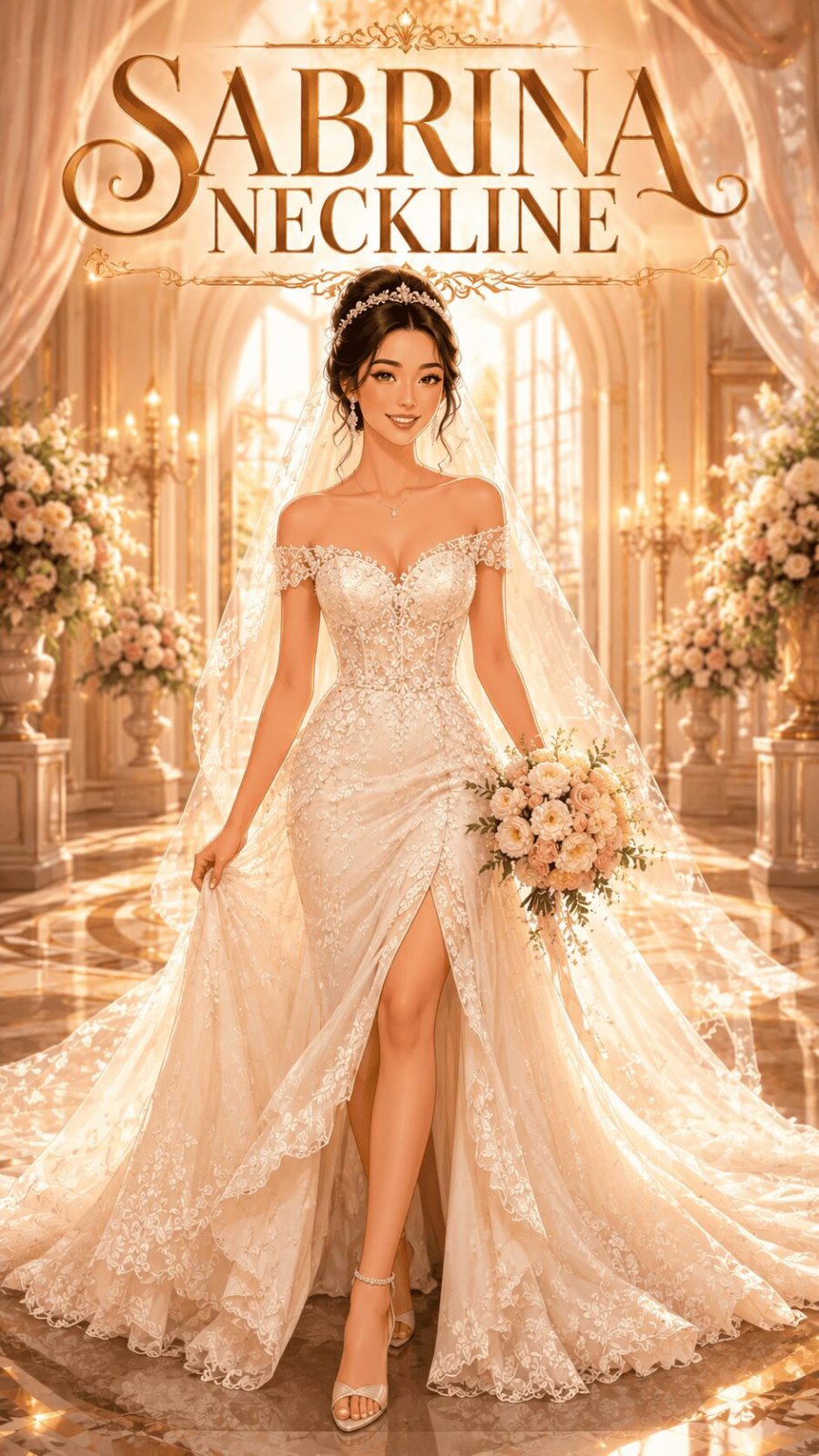 Sabrina Neckline Wedding Dress