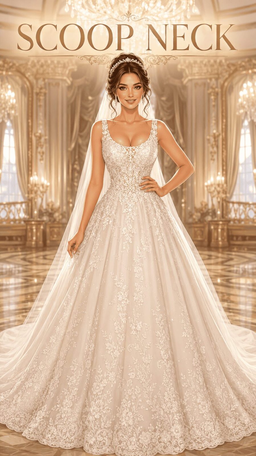 Scoop Neck Wedding Dress