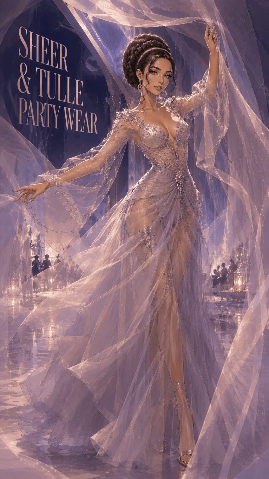 Sheer Tulle Party Wear