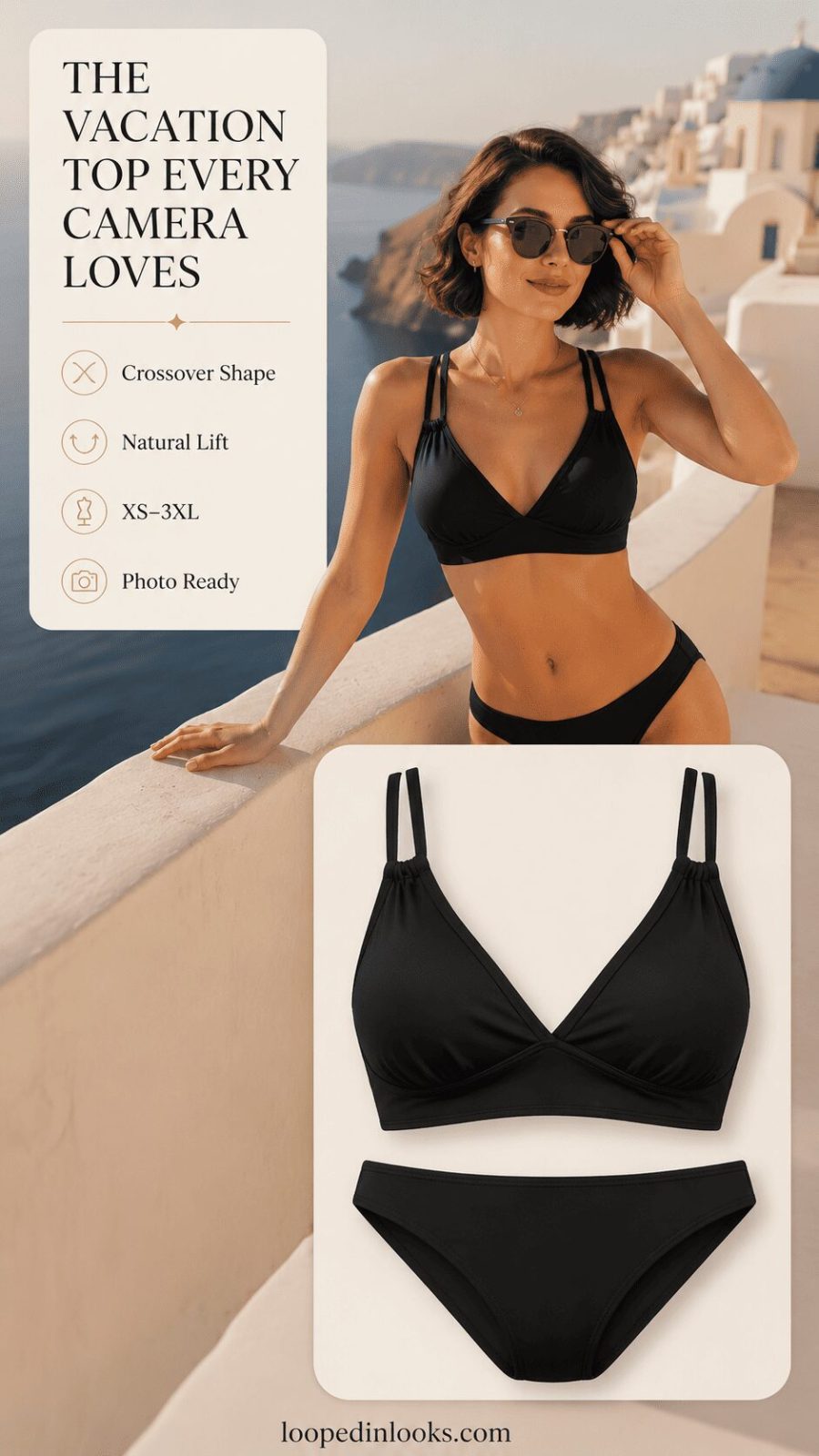 SHEKINI Crossover V-Neck Pleated Backless Push-Up Top