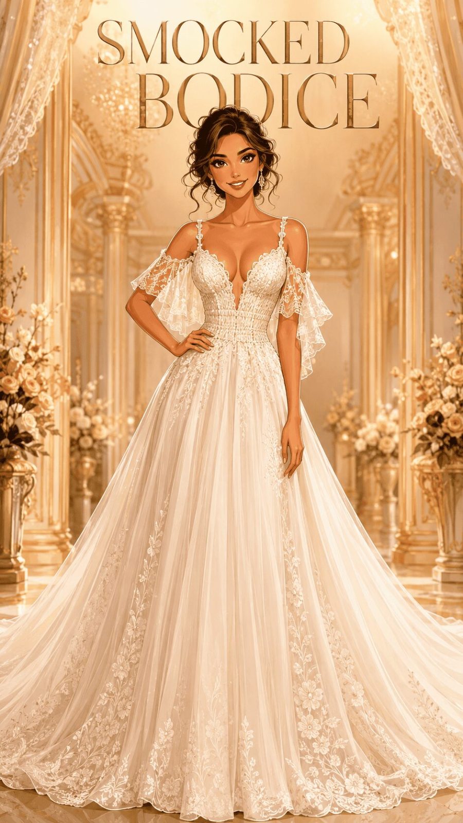 Smocked Bodice Wedding Dress Example