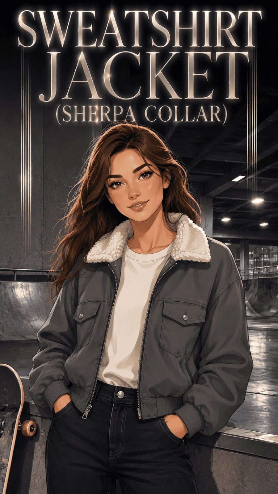 Sweatshirt Jacket Sherpa Collar Example