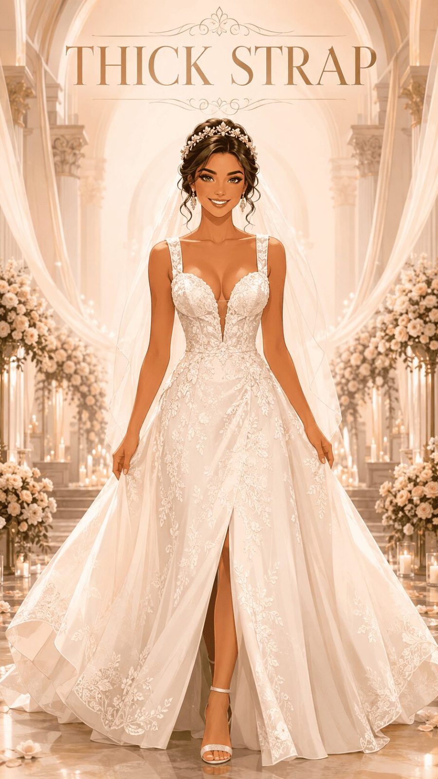 Thick Strap Wedding Dress