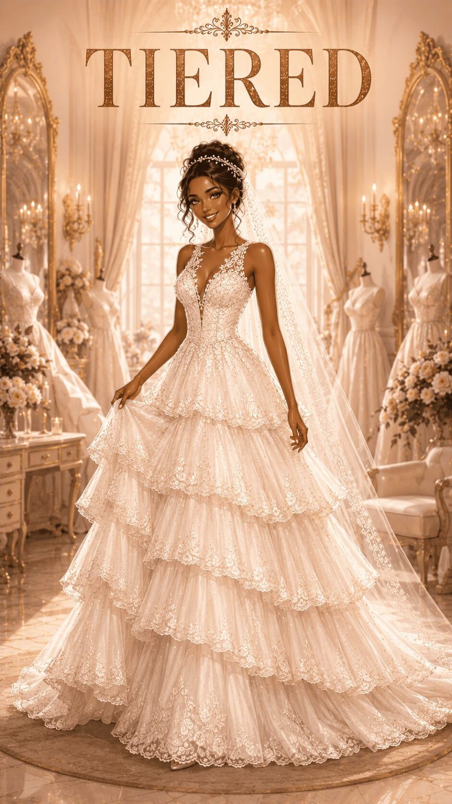 Tiered Layered Wedding Dress