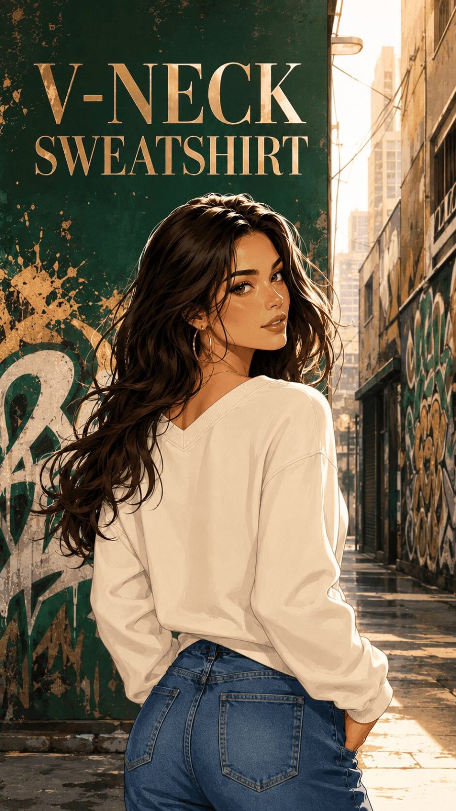 V Neck Sweatshirt Example