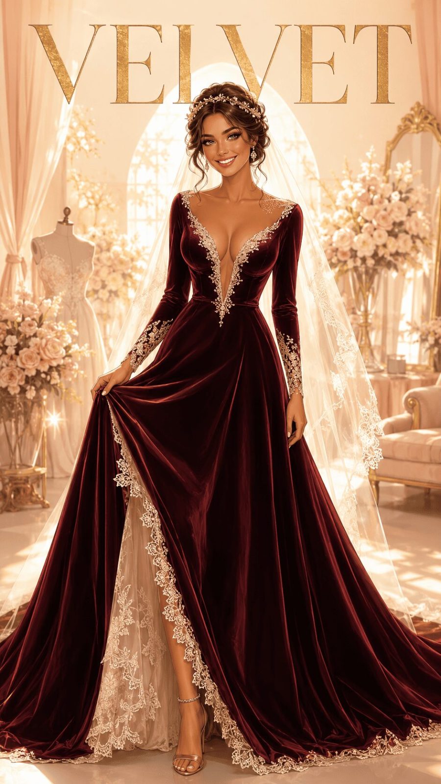 Velvet Wedding Dress Example