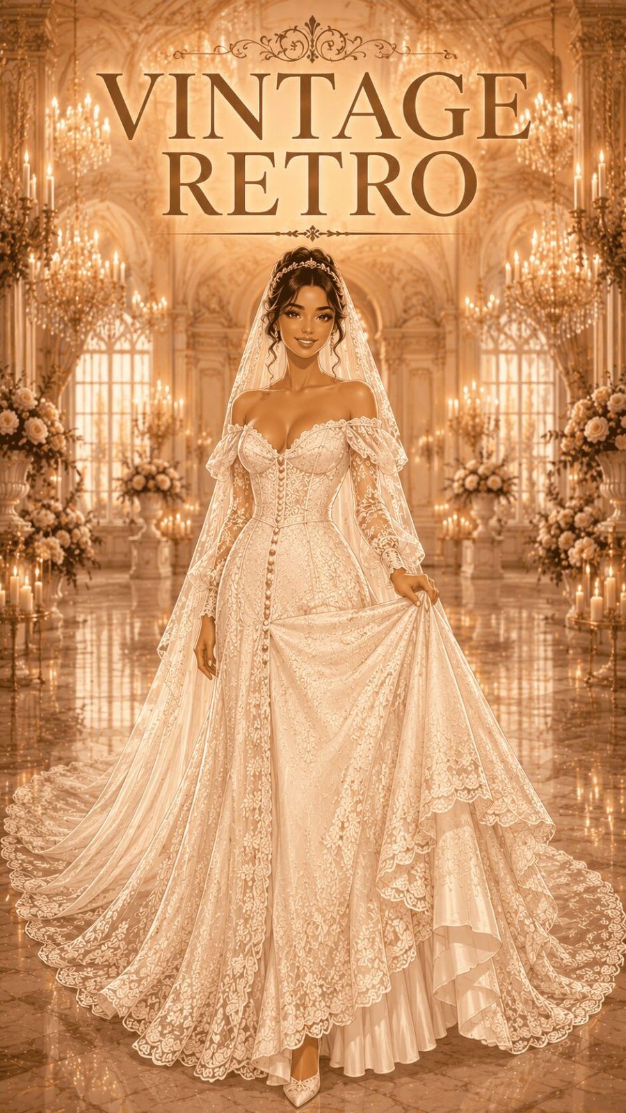 Vintage Retro Wedding Dress Example